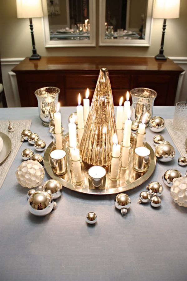 bordsdekorationer för julljus trädbollar ljusfack