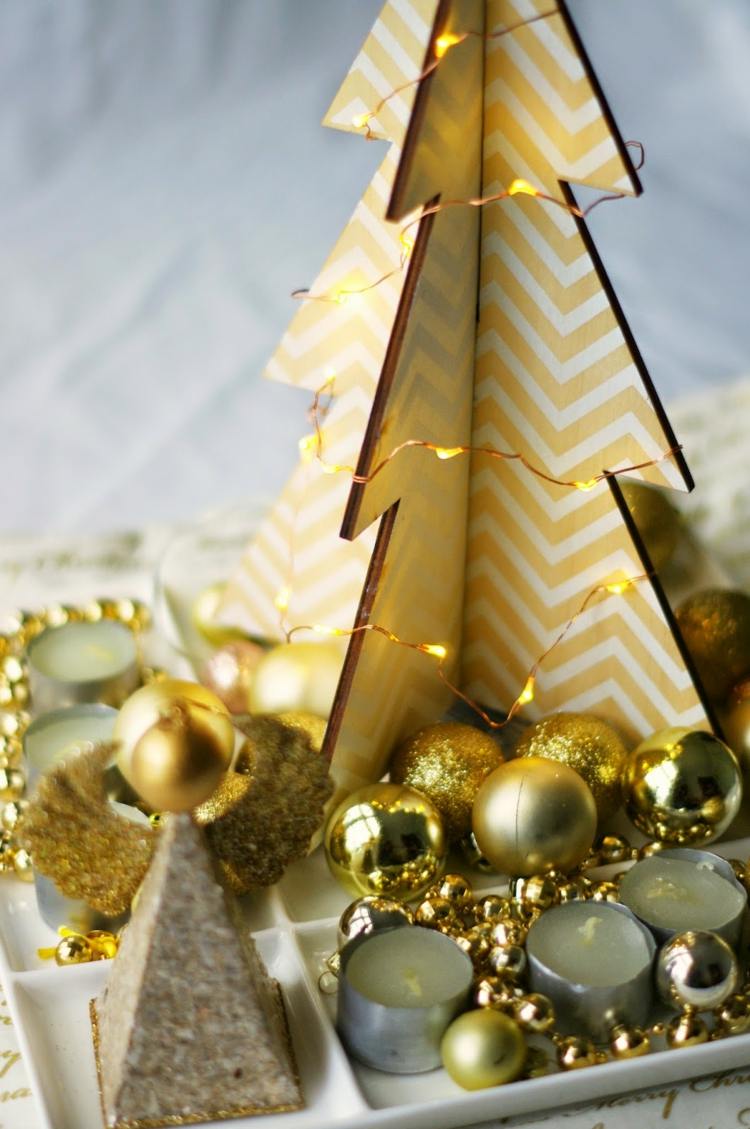 bordsdekorationer för jularrangemang fir sicksack guldbollar