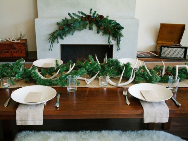 bordsdekorationer för julkrans bankettbord gevir eldstad krans