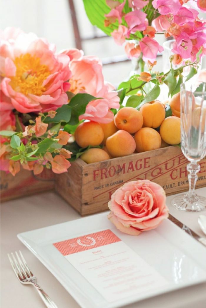 dekoration frukter ros persika pioner vintage tallrik fyrkantig