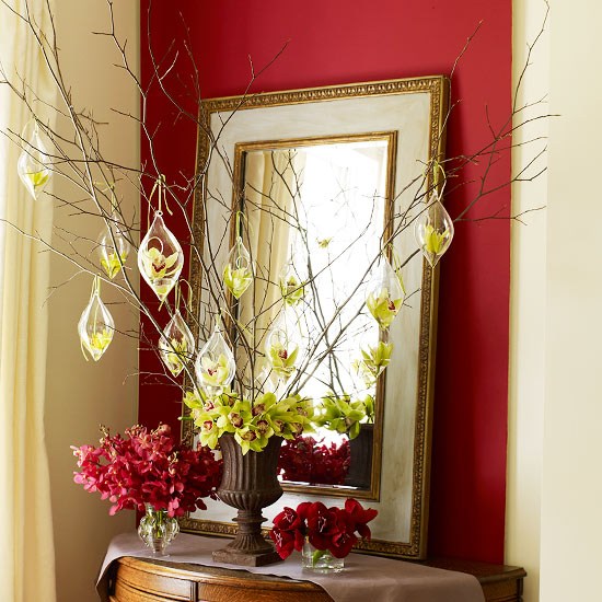 Juldekoration röd väggfärg mini smycken hantverk väska spegel dekorera