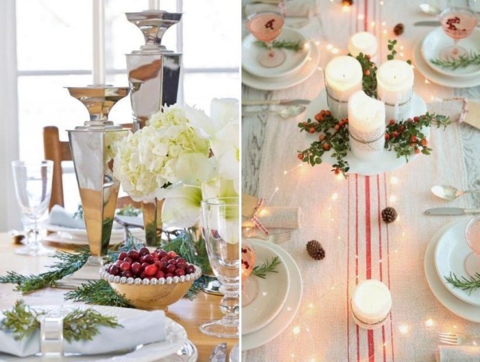 glamorös-jul-bord-dekoration-idéer-med-ljus-gyllene-vaser-vit-duk