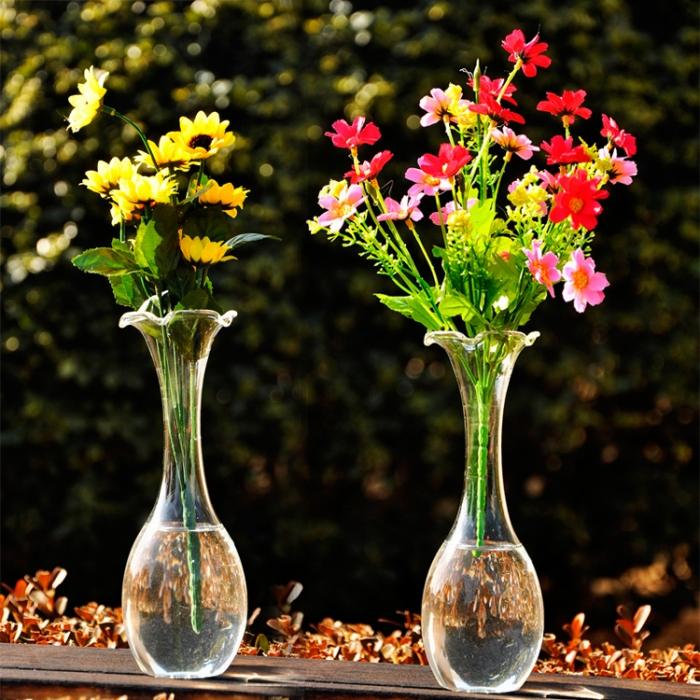 Glas-blomma-vas-höga-snitt-blommor-dekoration-för-utsidan-bordet