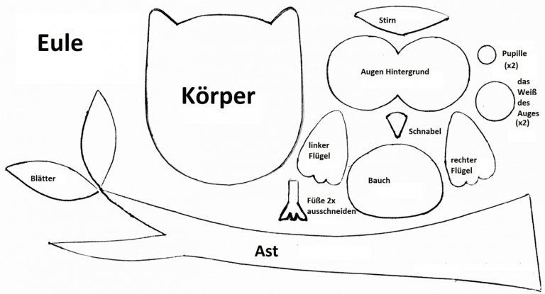 Gör din egen uggla med element att klippa ut och limma ihop