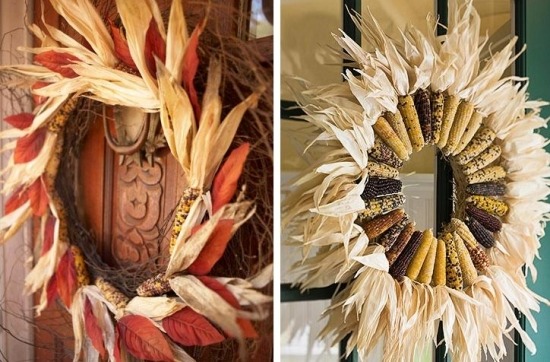 Dörrkrans av majsstjälkar - effektiv dekoration - skapa på hösten