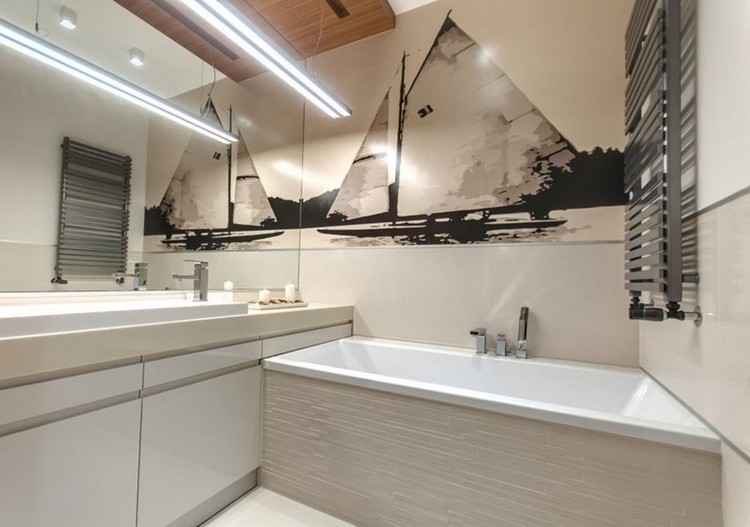 Fototapet design badrum-segelbåt-över-badkar