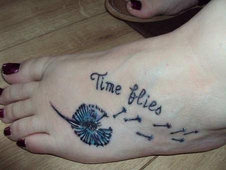 Time and Dandelion Tattoo on Foot