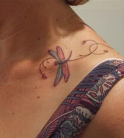 Dragonfly On Left Collarbone