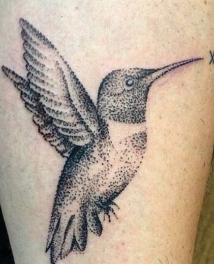 Classy Dot Work Hummingbird Tattoo Art
