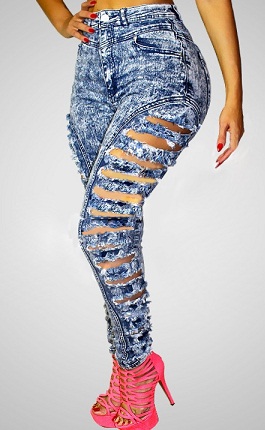 Suunnittelija High Waisted Side Slice Jeans