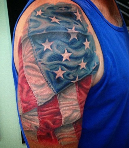 Amazing 3D American Flag Tattoo Design