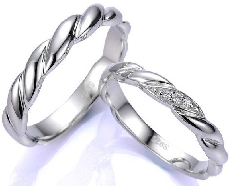 Twisted Silver Couple Rings