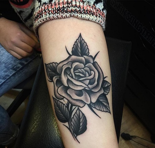 Rose Täysi Musta Tatuointi