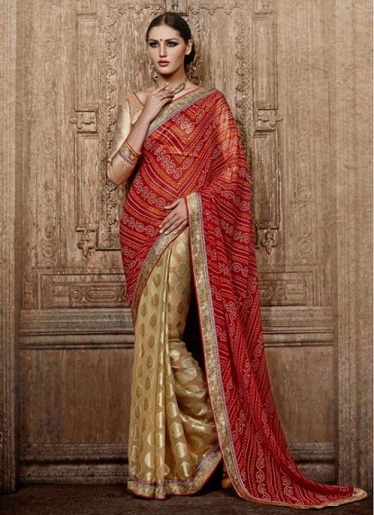 Rajasthani Red And Golden Saree