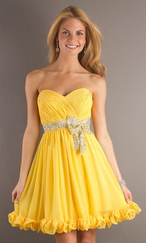 Επίσημο φόρεμα με κίτρινο γλυκό σχέδιο