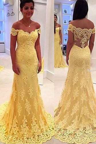 Κίτρινο επίσημο φόρεμα τύπου Prom