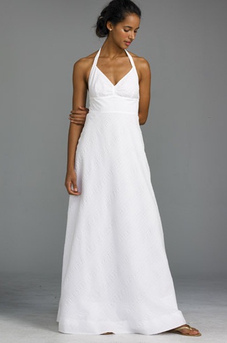 Valkoinen A-linjainen pitkä mekko
