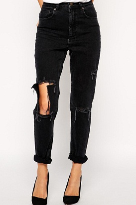 One Side Distressed Jeans