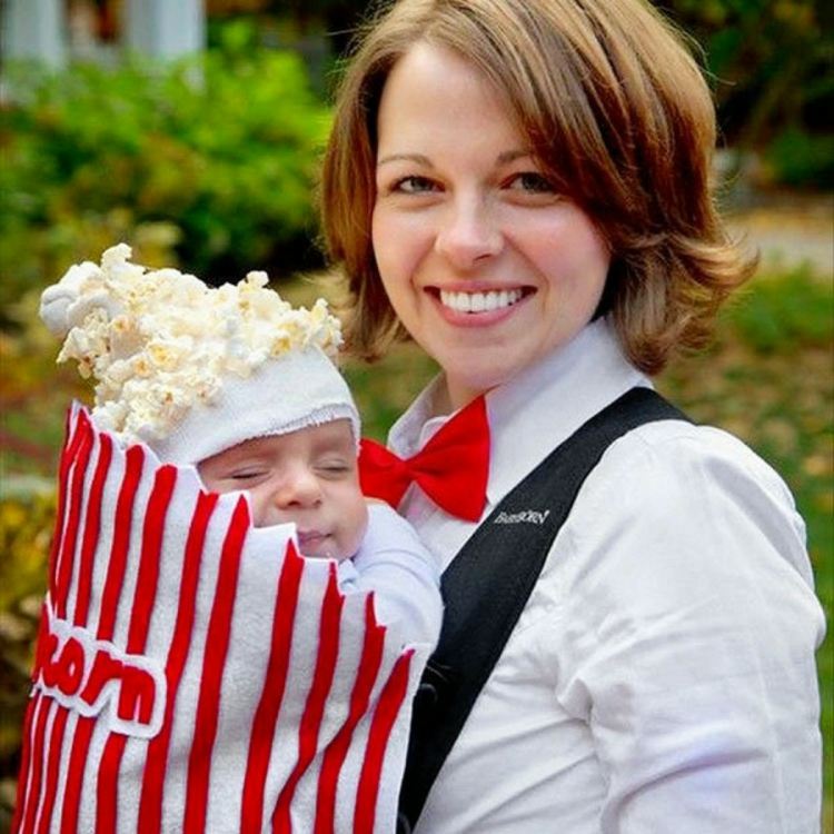 halloween kostymer mamma baby popcorn idé tuete hatt bio