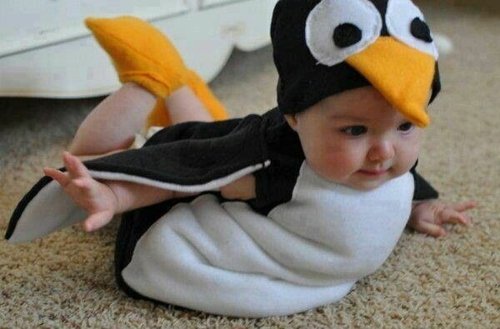 Baby dräkt pingvin rolig söt