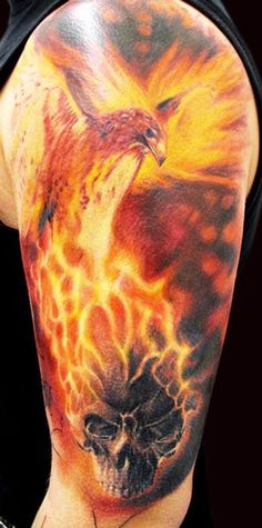Τατουάζ ζωικής φωτιάς και φλόγας