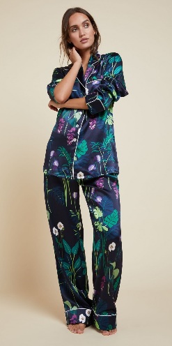 Dark Jungle Printed Ladies Silk Pyjama