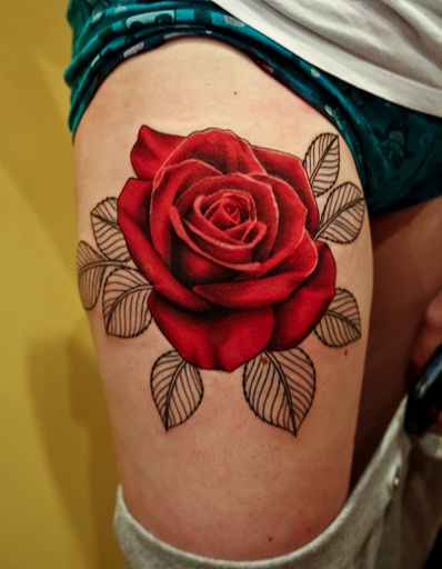 Tribal Ancient Rose Tattoo