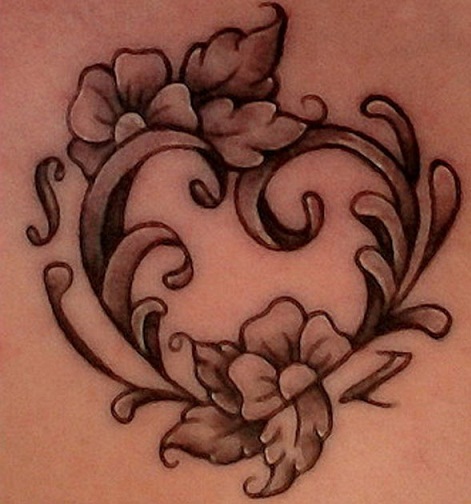 Tribal Flower Heart Tattoo