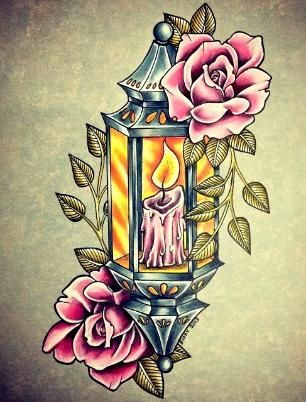 Kynttilän tatuointimallit, joissa on kukka