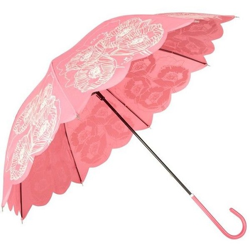 Frilly pitkät vaaleanpunaiset hienot sateenvarjot