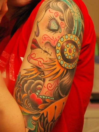 Candy Skull Gypsy Tattoo Design