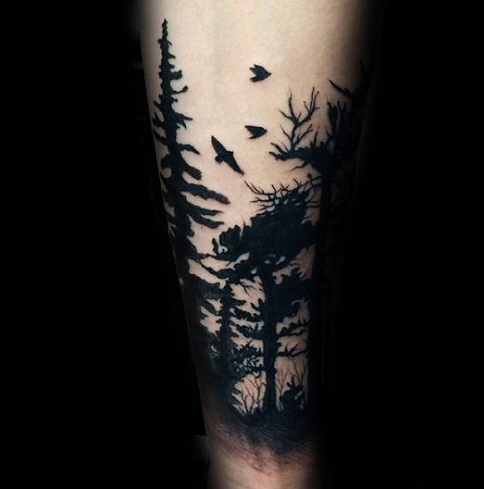 Solid Black Tree Tattoo Design