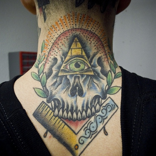 Masonic Tattoo Design On Neck