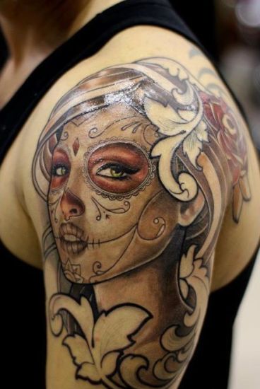 Naisten kasvot Meksikon tatuointisuunnittelu