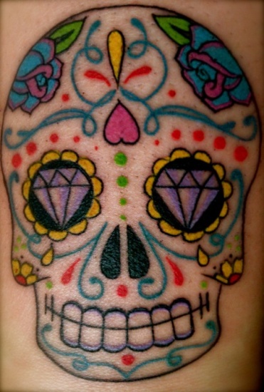 Girly Skull Μεξικάνικο σχέδιο τατουάζ