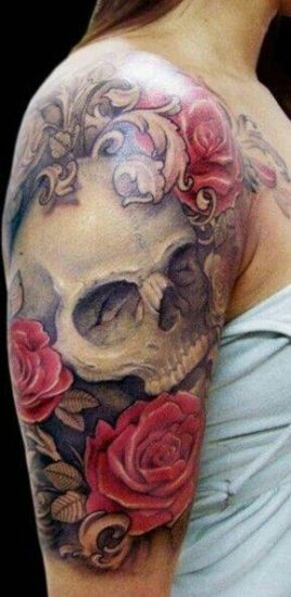 Skull And Roses Μεξικάνικο σχέδιο τατουάζ