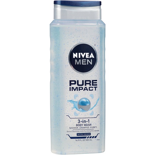 NIVEA MEN Pure Impact 3-in-1 Body Wash για σώμα, πρόσωπο & amp; Μαλλιά, 16,9 ουγκιές