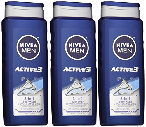 NIVEA MEN Active3 αφρόλουτρο σώματος 3 σε 1, μπουκάλι 16,9 ουγκιών