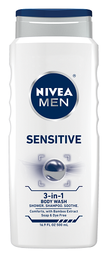 NIVEA MEN Sensitive 3-in-1 Body Wash για Σώμα, Πρόσωπο & amp; Μαλλιά, μπουκάλι 16,9 oz