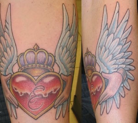Wing Claddagh -tatuointisuunnittelu
