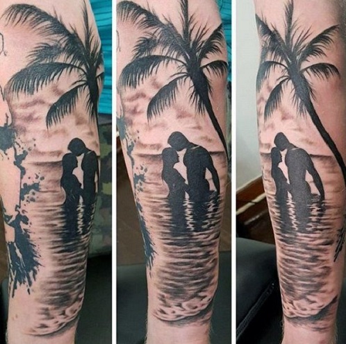 Romanttinen palmupuun tatuointi
