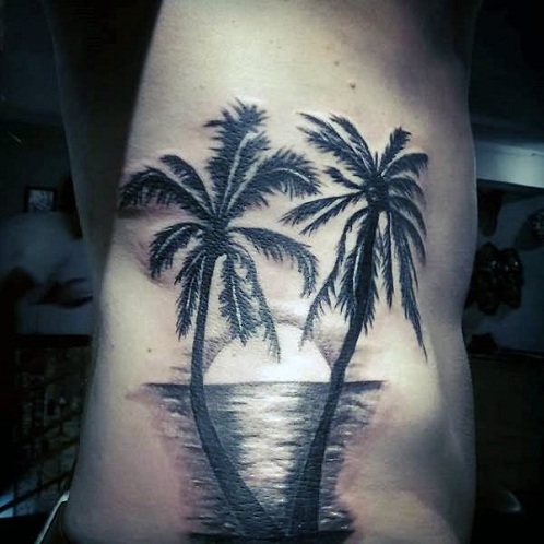 Harmaa pesu Palm Tree Tattoo