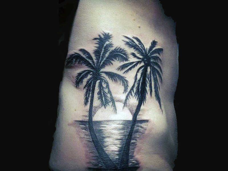 Upeita palmupuiden tatuointeja naisille ja miehille