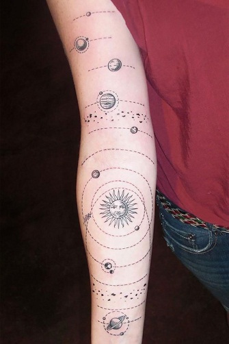 Cosmos Tattoo - Sun and Solar System