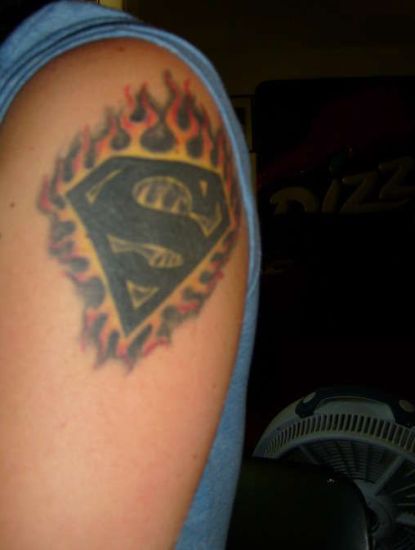 Flamed Pattern Superman Tattoo Design