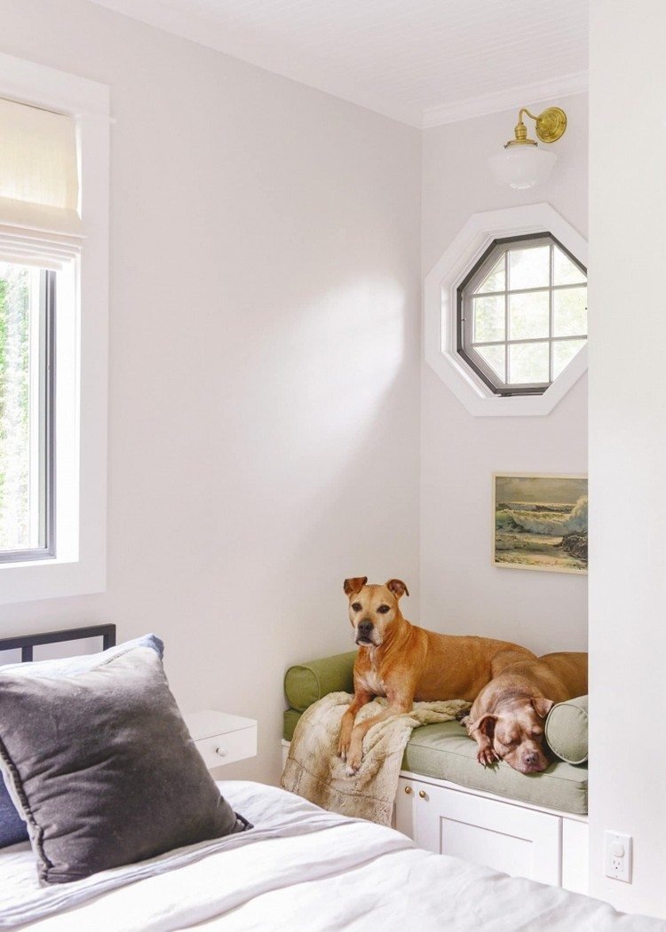 Hundhörn i sovrummet designidé för hundmöbler med förvaringsutrymme