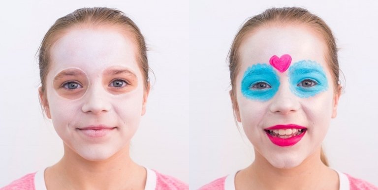 Skalle make-up barns instruktioner steg för steg piratidéer