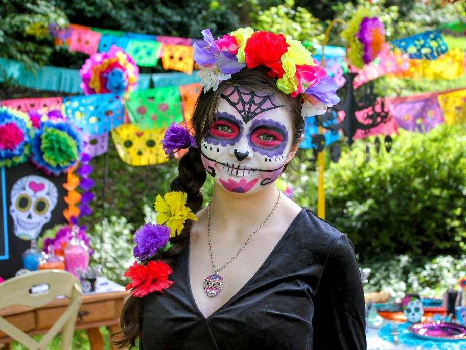 Sugar Skull make-up för Halloween Instruktioner för smink för karneval