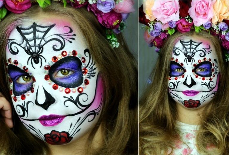 Skall make-up Barns spindelnät instruktioner för Halloween make-up