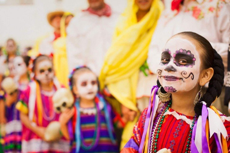 Kids mexican festival day of the dead little kids face paint